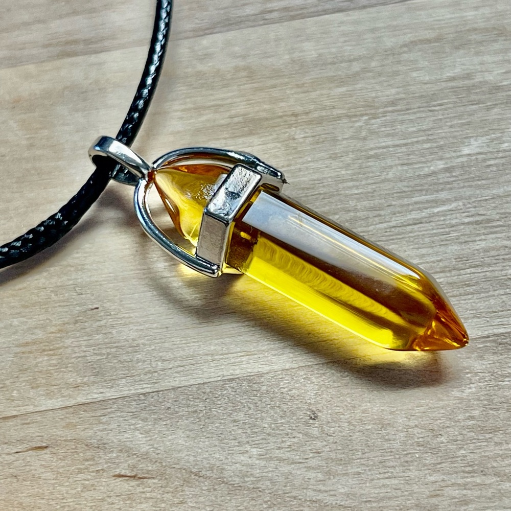 $25 Crystal Gemstone Necklace Pendant Bullet Head Energy Meditation.